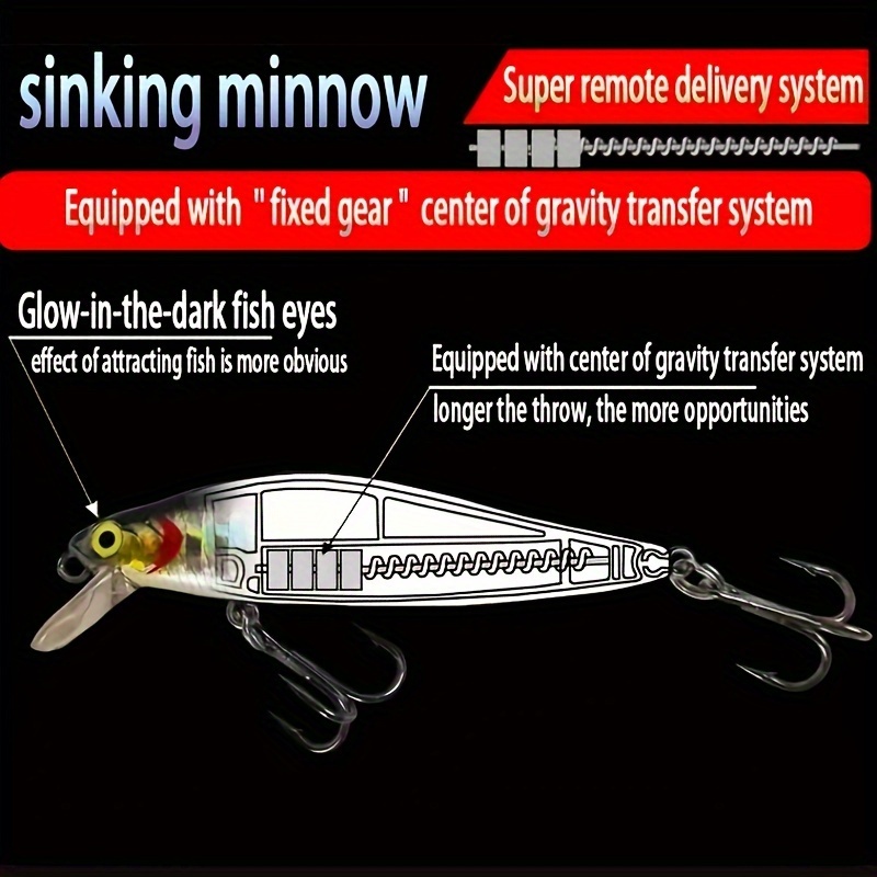 Minnow Head Hook Bait Transfer Center of Gravity Bright Color