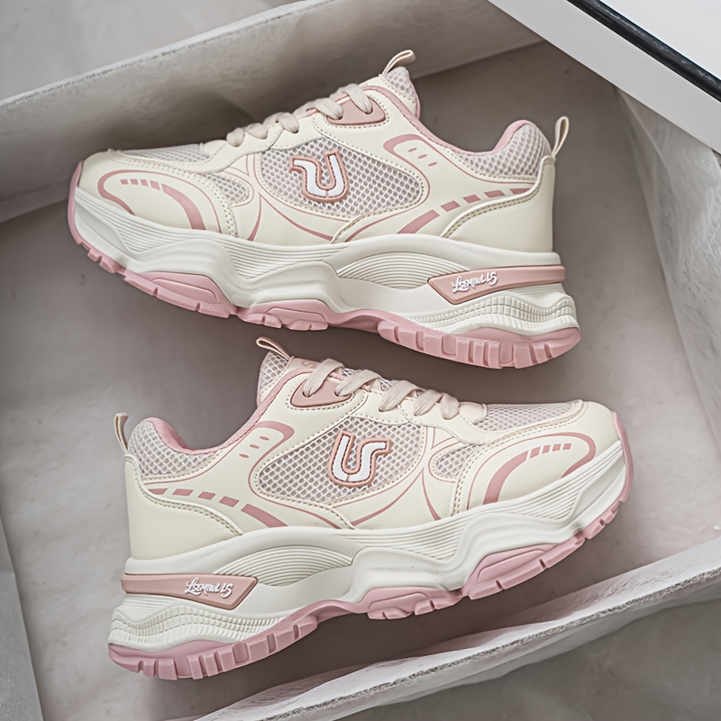 TEMU Vintage Women's Casual Sneakers, Low- Toe Platform Lace-up Dad Shoes In Multiple Colors, Suitable For Daily Leisure And Sports Wear. Ideal For