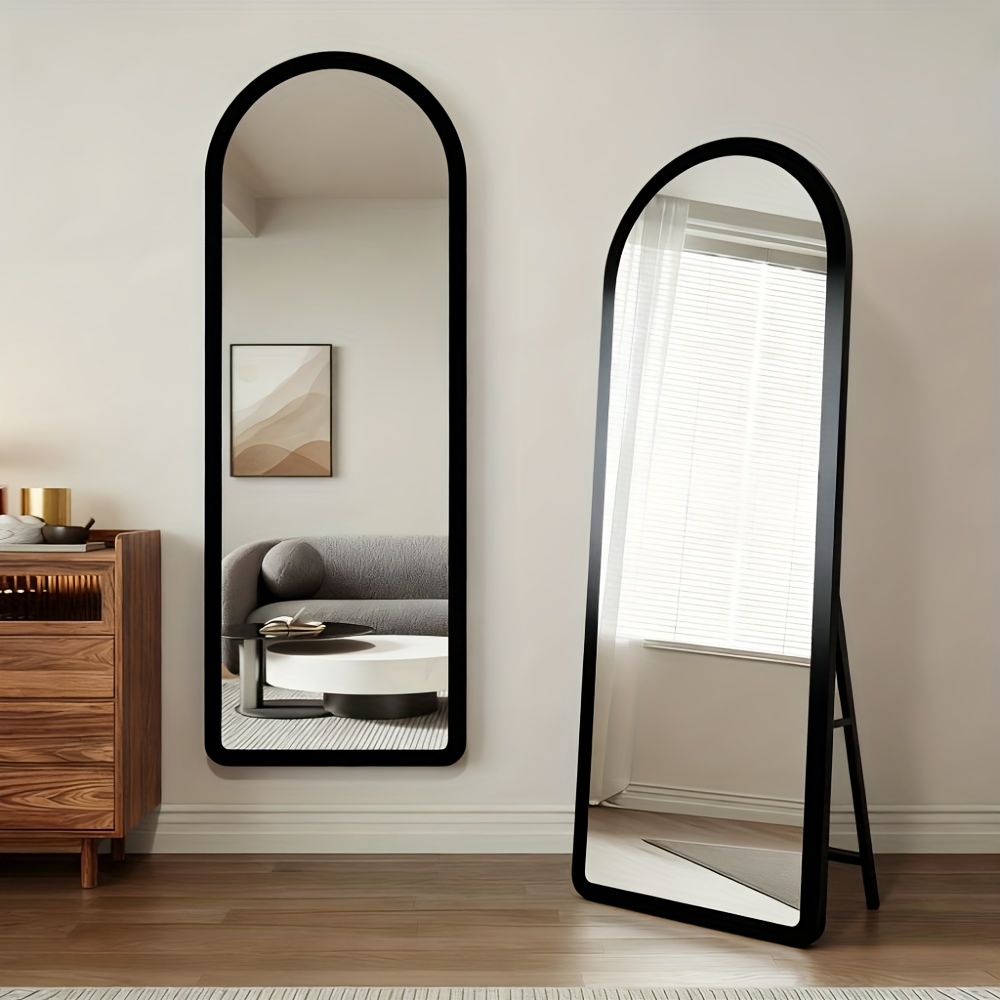 Image of Christmas Gift, 49 X 159cm Curved Length Mirror With Rounded Corners - Large Freestanding, Hanging, , Floor Standing Mirror, Used As A Dressing Mirror Room Or Bedroom, /peach