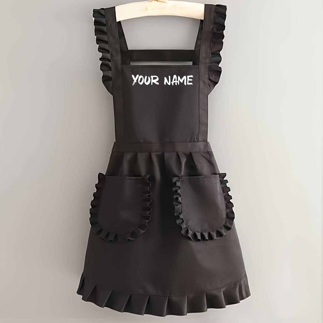 TEMU High Quality Custom Aprons, 3 Color Options, Customized Name, Elegant Custom Printed Aprons For Women, Personalized Lace Skirt Aprons, Suitable