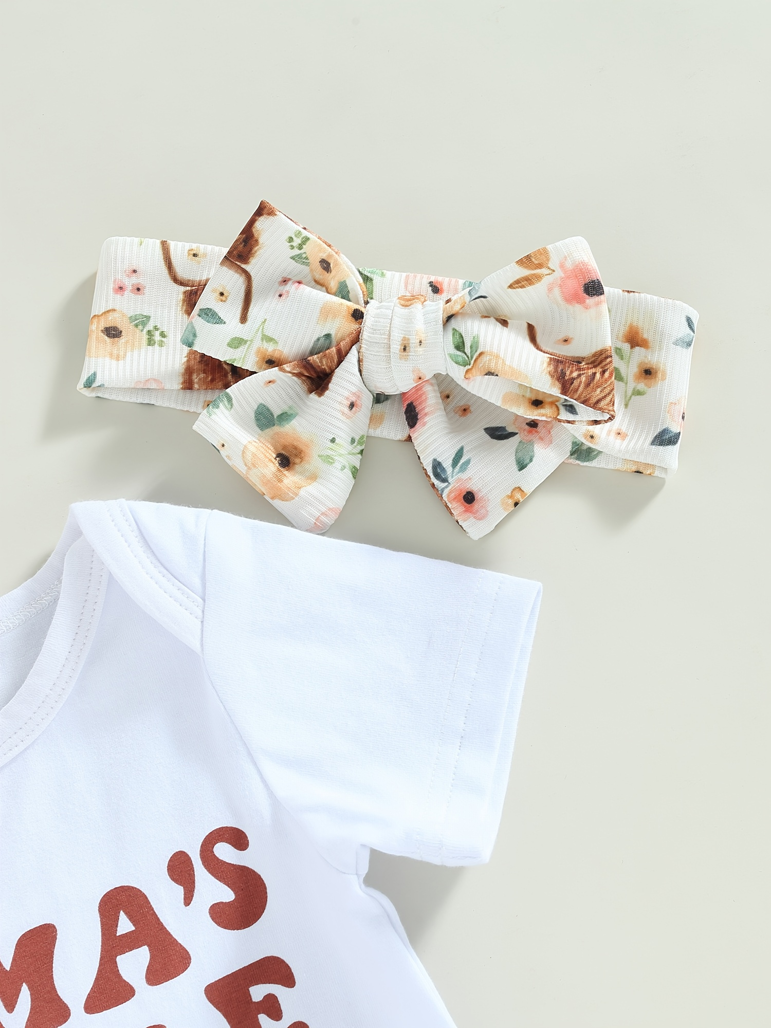 Karuedootoddler Baby Girl Western Outfit Letter Print Sweatshirt Top Cow