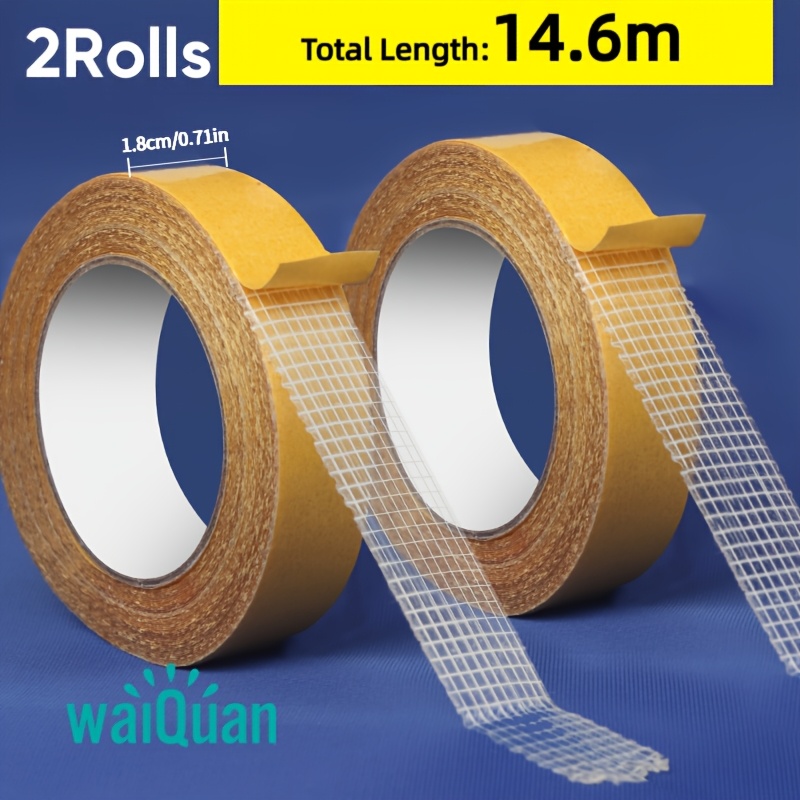 TEMU 2-pack Heavy Duty Double-sided Tape, 2 Width Options, High- Cloth Mesh Grid Mounting Tape, Suitable For Securing Wall Art, Rugs, Floor Mats,