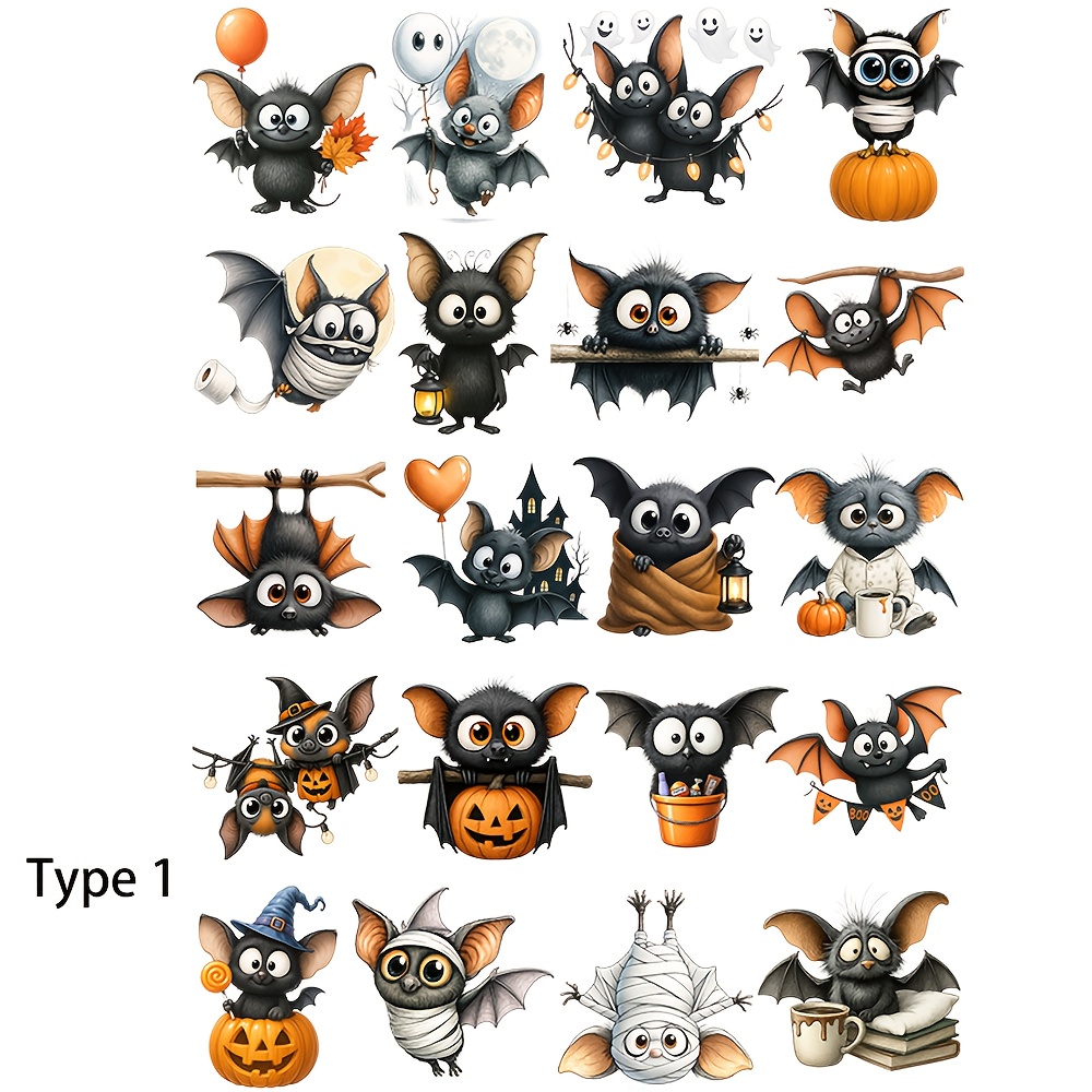 Image of 2d Flat 1-pack Vintage Fun Halloween Bat Stickers For Diy Scrapbooking, Journaling, Photo Albums, Stationery, School Crafts, And Decoration, 2d Flat