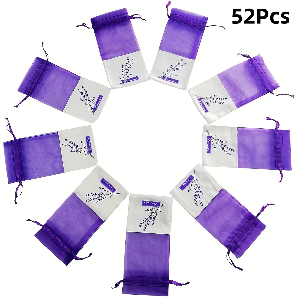 TEMU 50pcs Bags Empty Purple Gauze Ribbons Cotton- Sacks (light Purple)