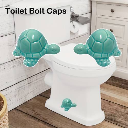 2pcs sea turtle toilet bolt covers metal decorative screw caps fit for bathroom decor fun marine themed replacement accessories design feature turtle decor