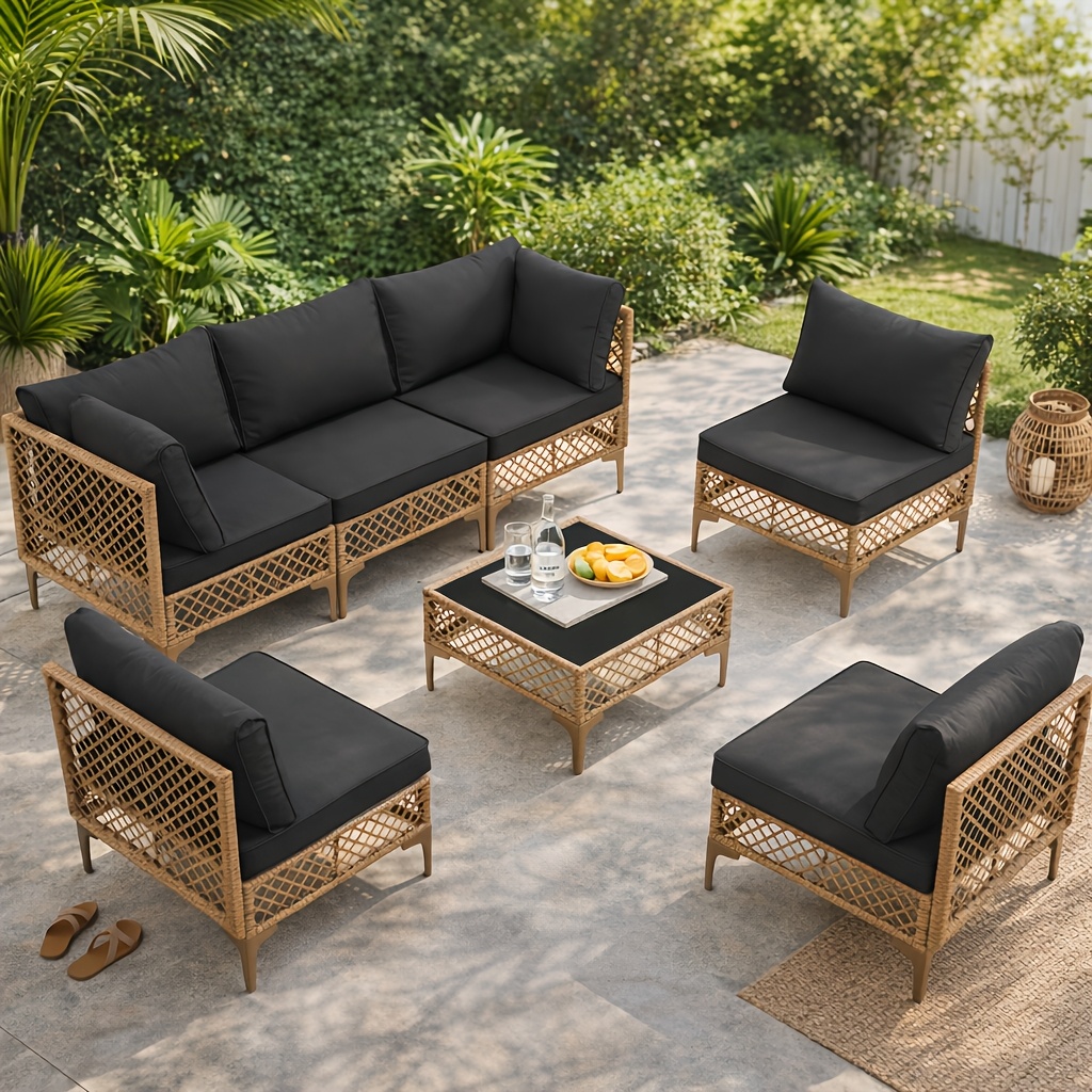 Boho Modular Rattan Sectional Set