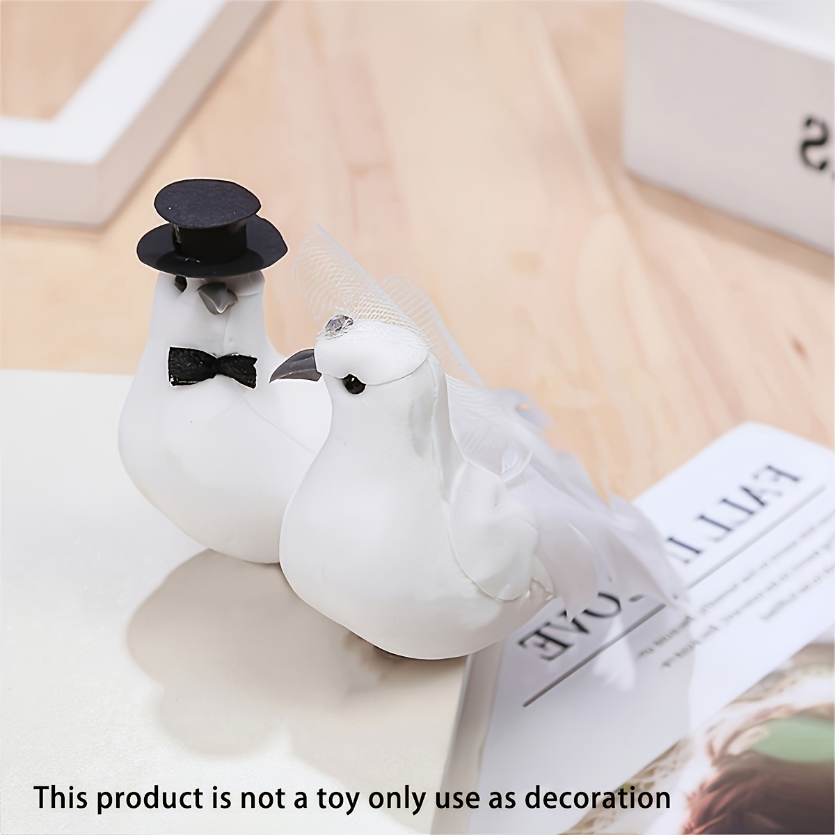 Image of A Couple Wedding Dress Creative Simulation Foam Feather Couple Household Props Wedding Supplies Decoration