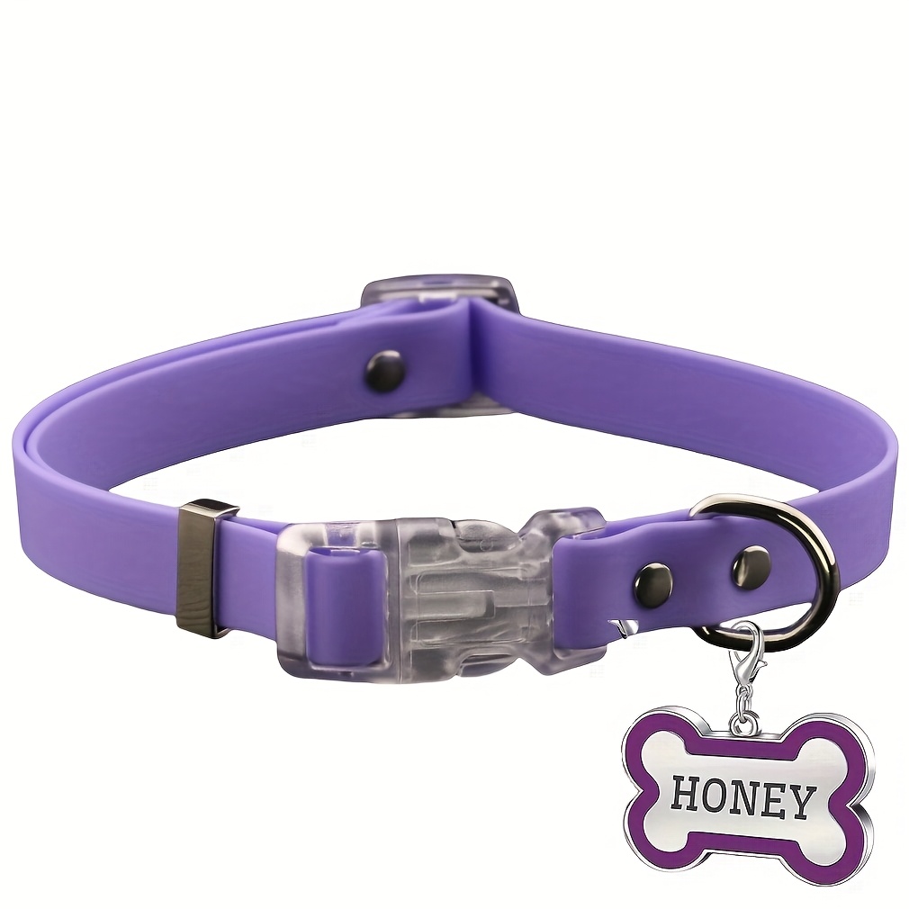 Personalized PVC Pet Collar with Engravable Name Tag & Adjustable Leash