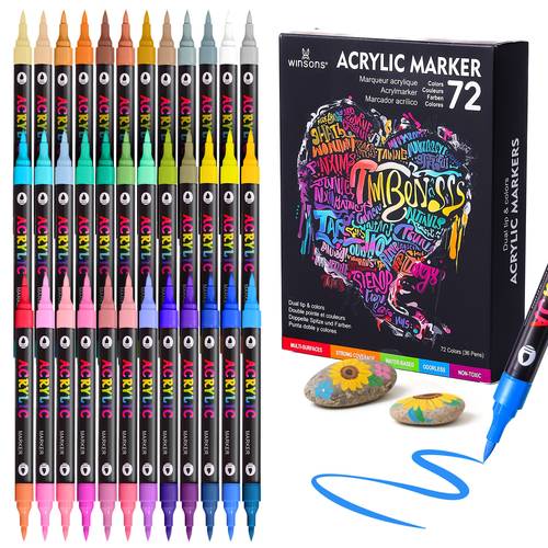 dual tip acrylic markers 24 48 72 colors quick dry waterproof for journal doodling rock painting decor drawing