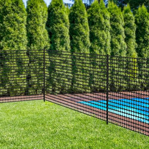 4x50ft reusable durable plastic garden fence animal barrier netting easy assembly pet safe chicken rabbit proof mesh with white black for pool safety outdoor lawn yard use poolside safety fence containment