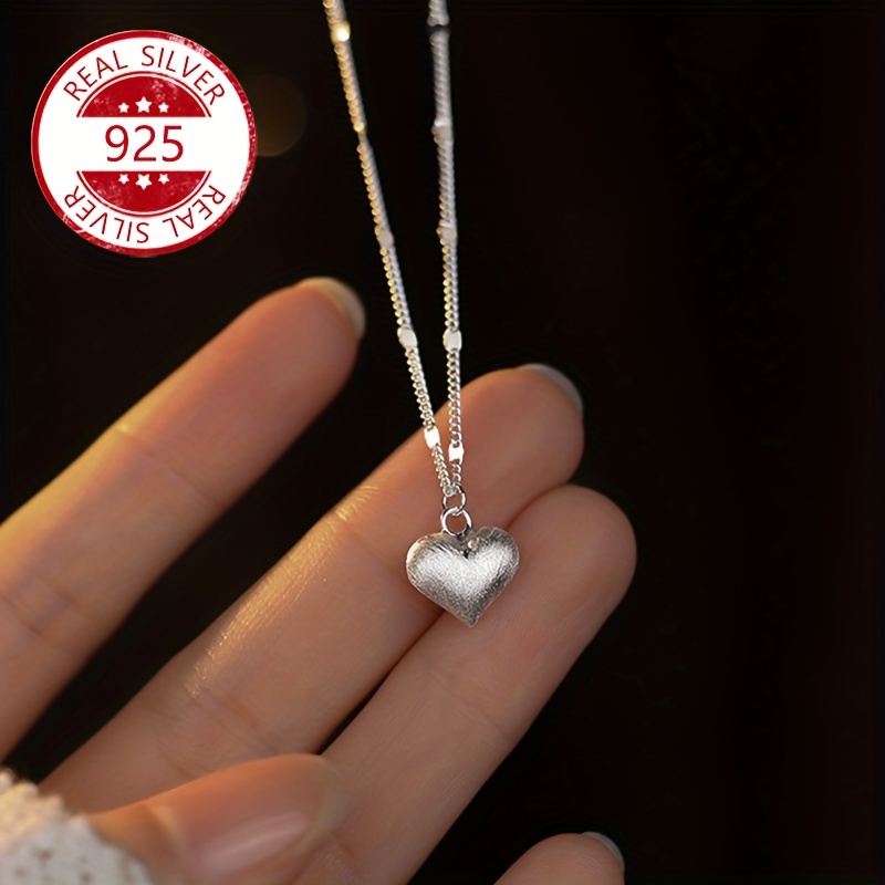 

Elegant 925 Sterling Silver Hypoallergenic Heart Pendant Necklace - Vintage-inspired, Clavicle Chain For - Ideal Valentine's Day Gift