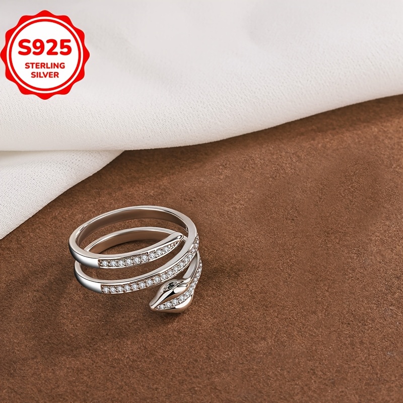 925 Snake Shape Entwined Open Ring Anti-Oxidation Packaging