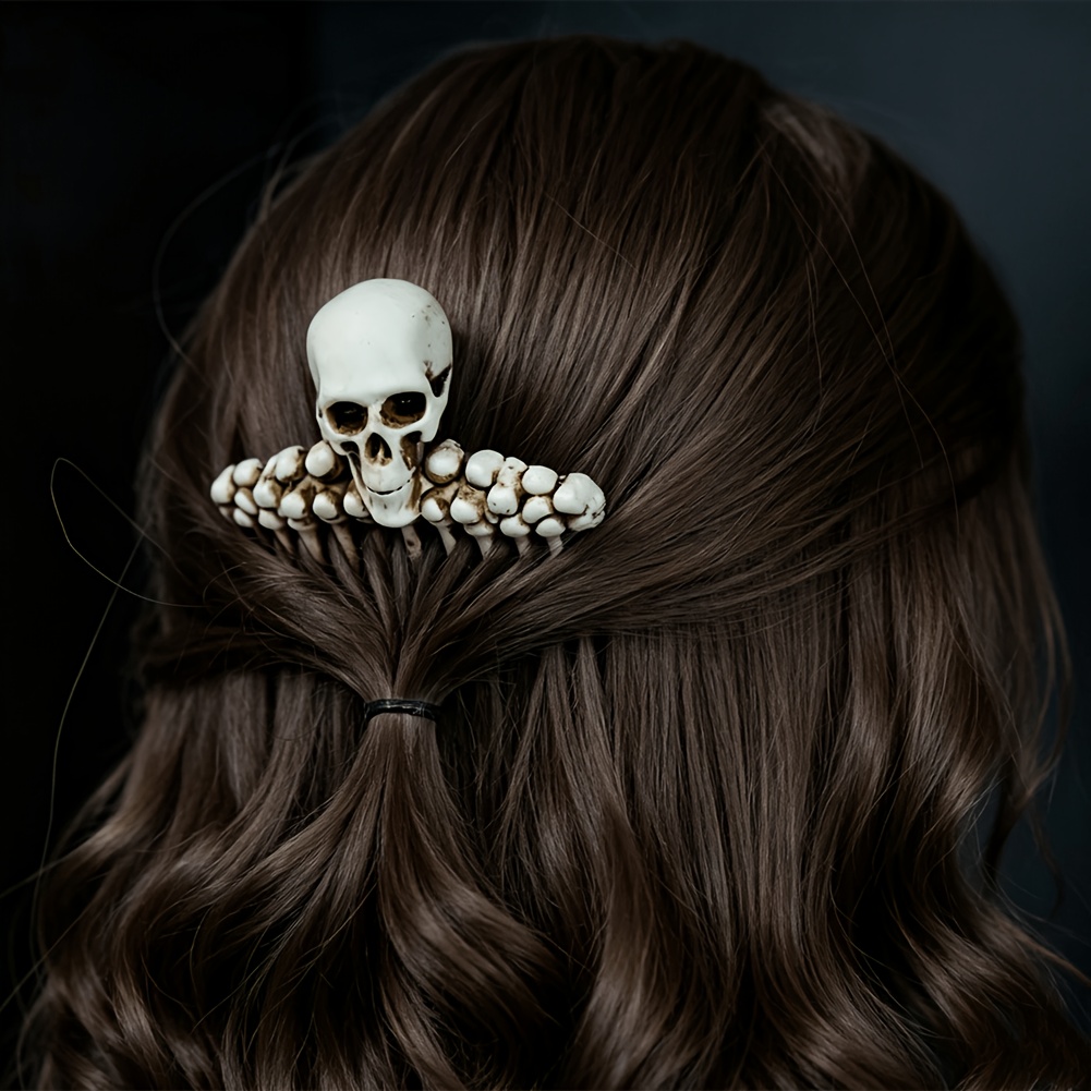 Retro Resin 3D Skull Hair Clip, Gothic Style