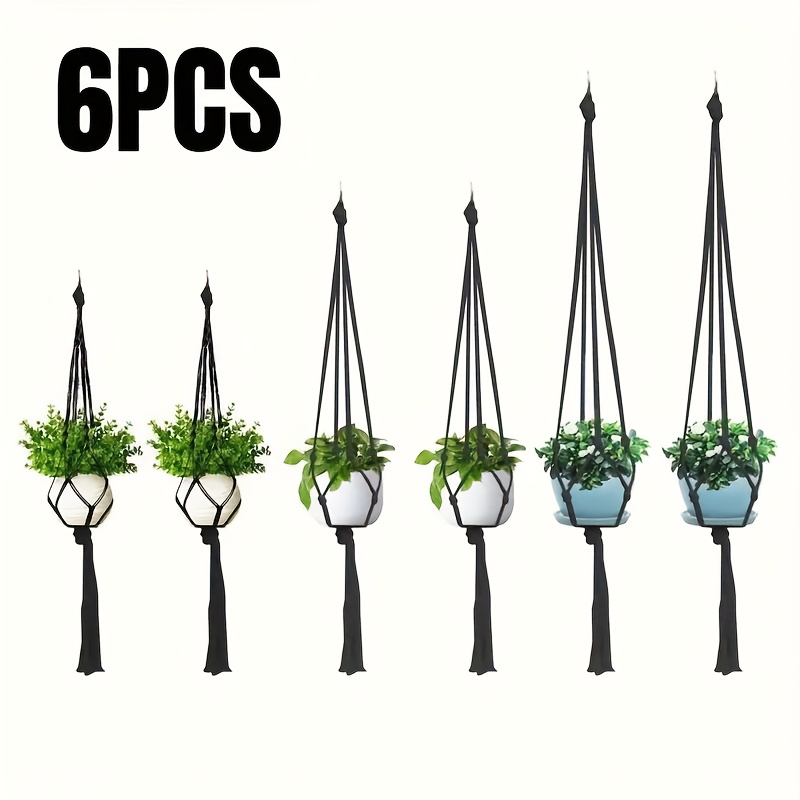 Image of Bohemian Style Hanging Plant Basket Decorative Macrame Flower Pot Holder For Indoor Outdoor Garden Decor