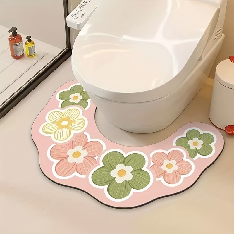TEMU Minimalist Bathroom Toilet U-shaped Floor Mat, Water-absorbing And Quick-drying Foot Mat, -based, For Home Use, Anti-slip Mat, 1pc Per Pack