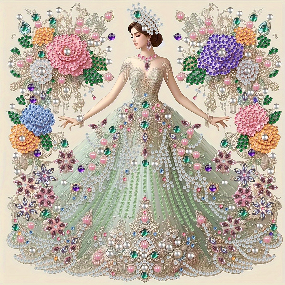 

30x30cm/11.8x11.8inch Diamond Painting Kit: Elegant Lady In A Gown, 5d Diy Crystal Mosaic Art, Handmade, Perfect For Home And Office Decoration