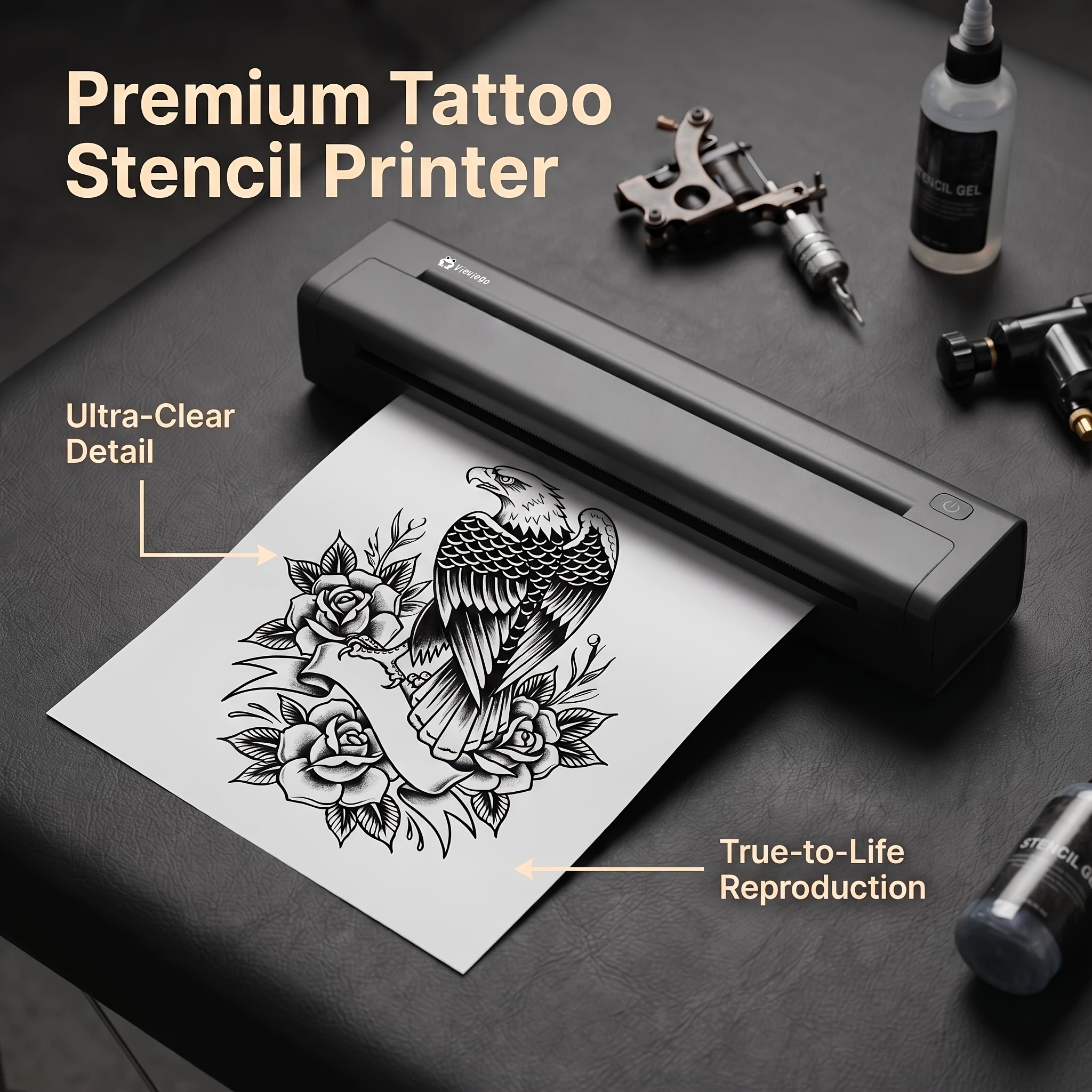 TEMU Tattoo Stencil Printer, Portable Tattoo Printer, Wireless-bluetooth-thermal Tattoo Transfer Machine With 10pcs Thermal Papers & 3pcs Transfer