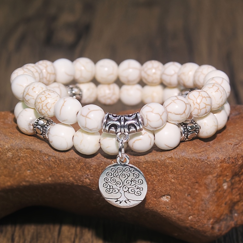 E-shop 1 Set Hochwertiges Natürliches 8mm Howlit Handgefertigtes Baum der Armband