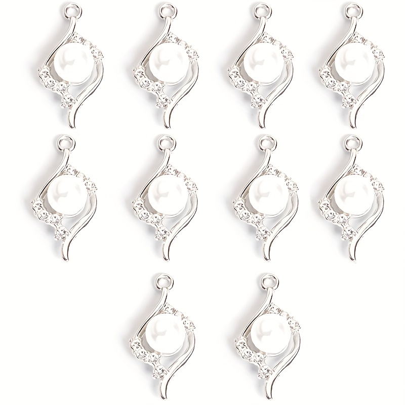 TEMU Set de 10 dijes geométricos versátiles con de perlas y diamantes de , perfectos para crear joyas elegantes como collares y aretes con un de lujo