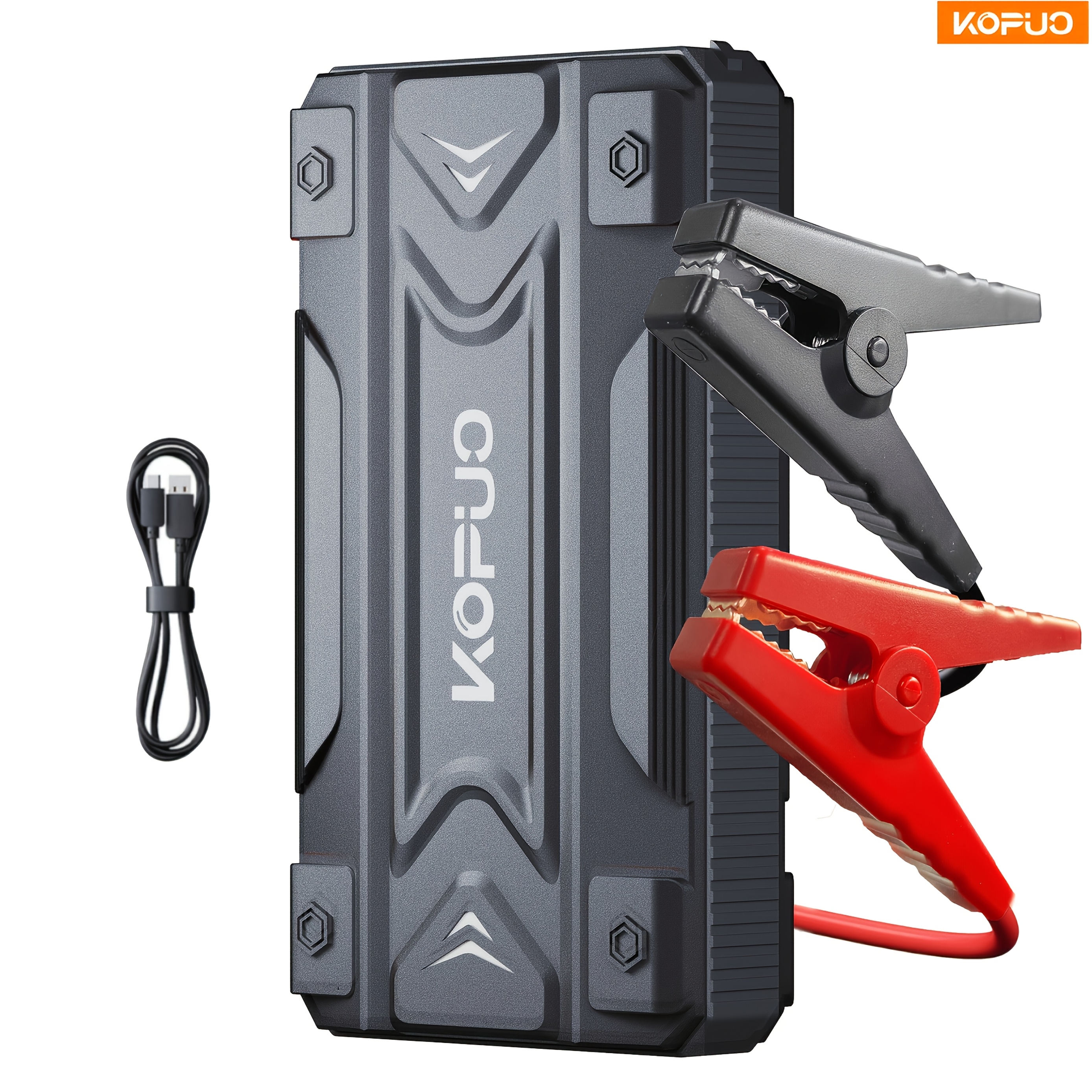 Image of Kopuo 3000/6000a Portable Car Battery Jump Starter -professional Tool (up To 8.5l Gas/7l ) 12v Emergency Battery Bank With Clamps, Lcd Display, For Trucks, Suvs Gift For Father's Day