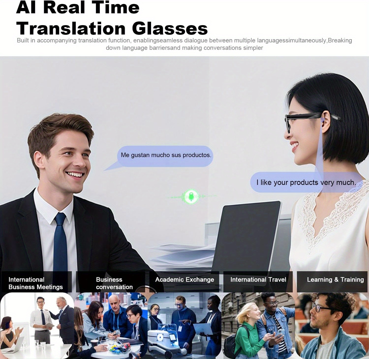Smart Glasses with Camera, Ai Smart Glasses with Real-Time Translation /Object Recognition, Smart Camera Glasses with 8MP Recording, Support ChatGPT/Doubao AI Assistant, Bluetooth/WiFi High-speed Transfer, TR90 Material/290mAh Long Battery Life, HD