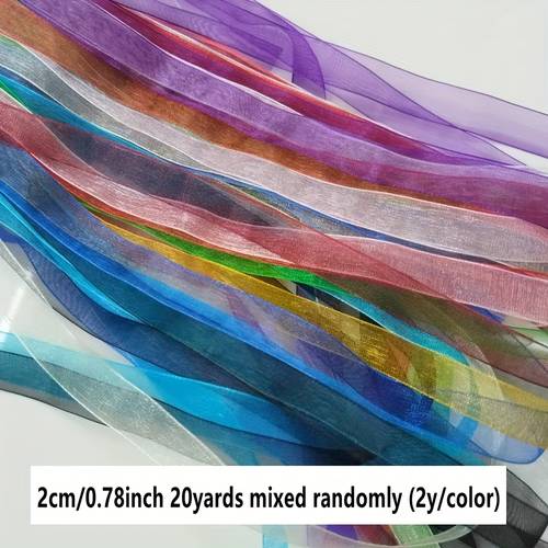 item picture 5 2 0 2 5cm wide 20 yards mixed color organza ribbon for gift wrapping wedding decor christmas crafts diy hairbows party supplies durable sheer ribbon for festive decorations elegant fine craft enthusiasts