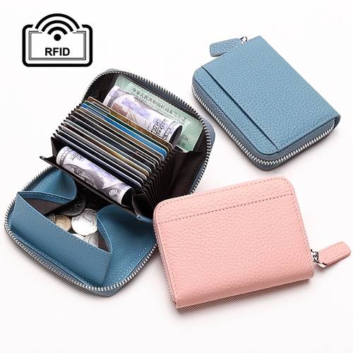 genuine leather womens wallet rfid blocking ultra thin coin purse with snap closure suitable as a gift for all polyester lining card slot organizer