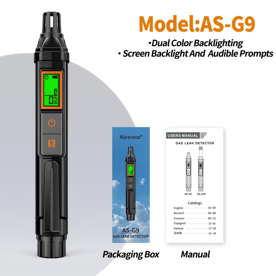 Aicevoos Digital Display Combustible Gas Leak Detector Alarm High-sensitivity Gas Tester Detector With Audible And Visual Prompts For All