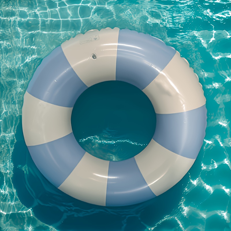 ( Fei) Kids Swimming Ring, Durable And Thickened, Striped Swim Ring, In Blue And Pink. Perfect For Summer Pool Parties And Seaside . Stylish Design, Soft And Comfortable.
