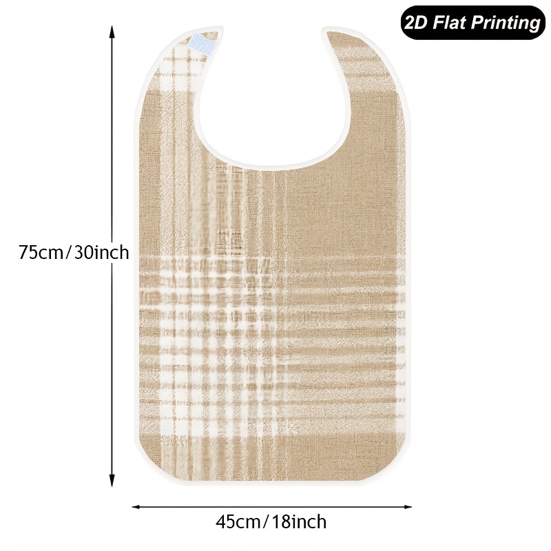 TEMU 1 pièce Bavoir élégant et pratique, tissu à texture beige à carreaux, motif minimaliste à thème, spécialement conçu pour les repas des adultes,