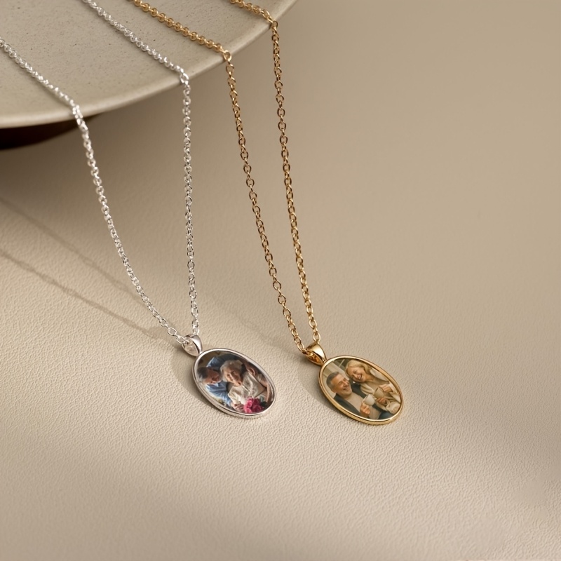 Personalized Custom Round Tag Photo Pendant Necklace