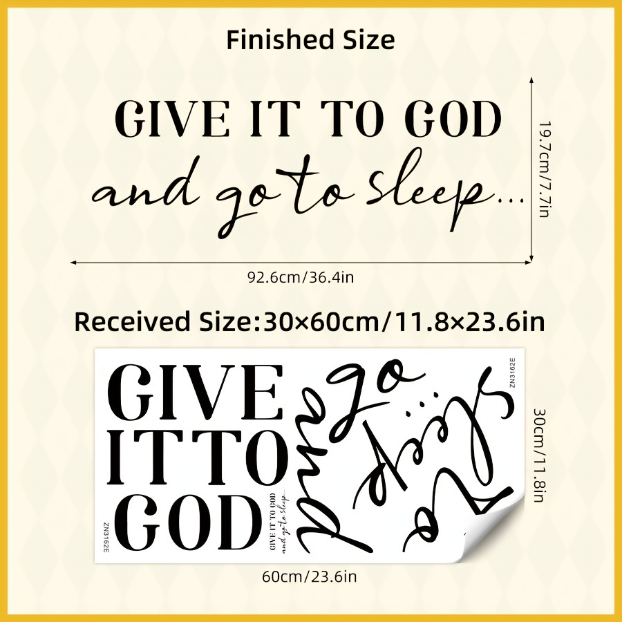 Image of 1pc " To God To Sleep" Warm Quotes Self-adhesive Wall Decals, Home Decor Bedroom Decoration Wall Stickers Living Room Background