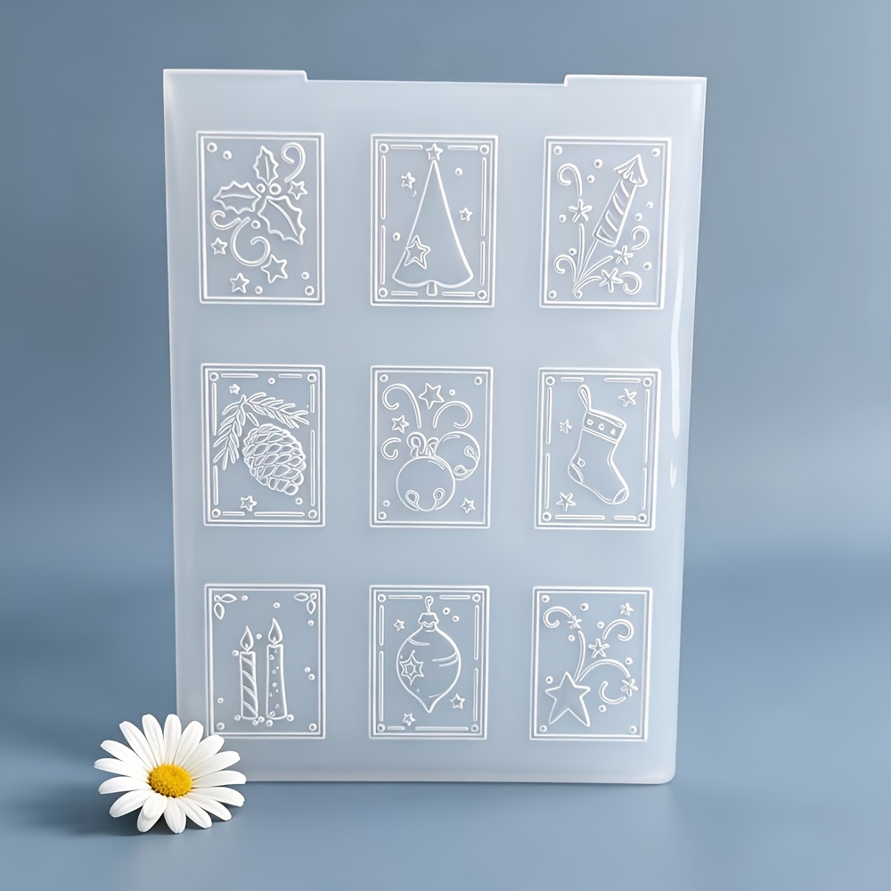 TEMU 3d Pattern Embossing Templates, Craft Molds, Handmade Cards, Christmas Tree, Stocking, Christmas Ball Scrapbooking
