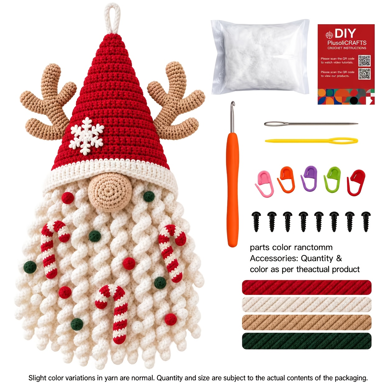 TEMU Wovwov-single-piece Christmas Gnome Crochet Kit (unfinished, Simple Manual Crocheting Required). Diy Weaving Set For Crochet Beginners, With