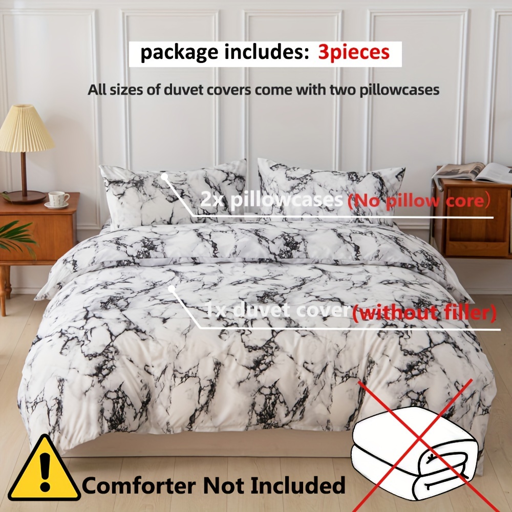 soft and comfortable black and   print bedding set 3pcs with machine washable duvet cover and pillowcase 75g polyester details 3