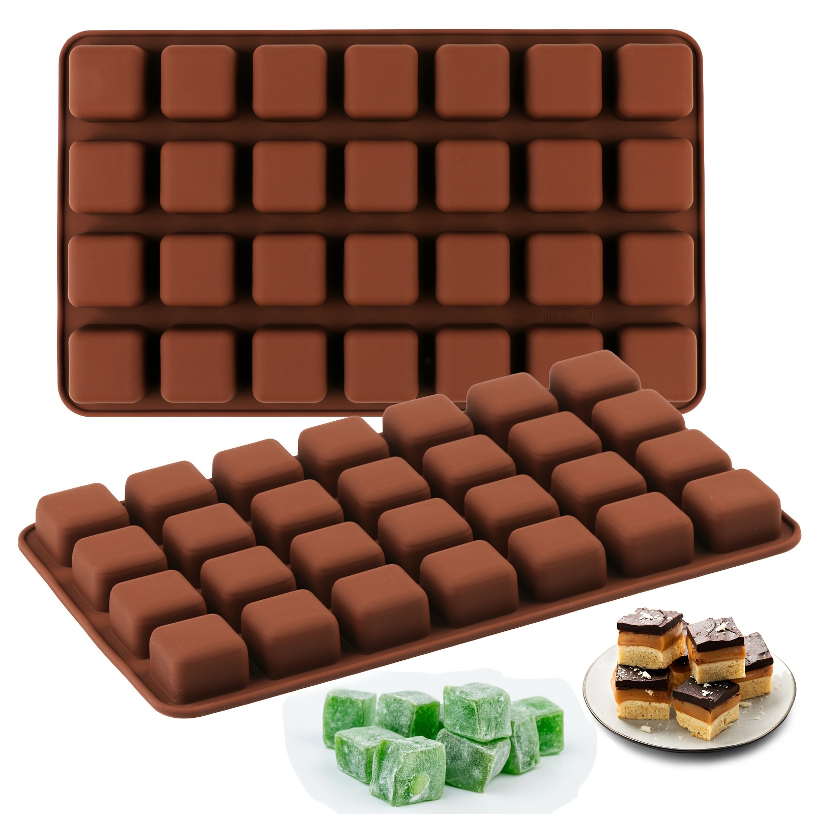 

50-cavity Mini Square Silicone Chocolate Mold - , For Candy, Gummies, Jelly & Ice Cubes - Bpa-free, Dishwasher Safe - Holidays