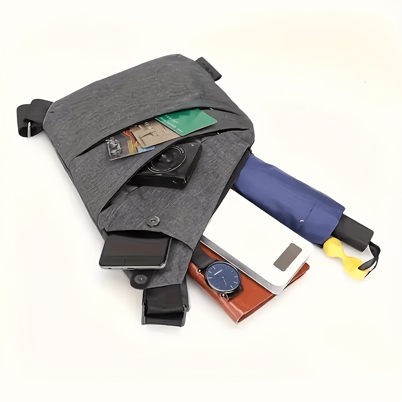 1pc outdoor multifunctional single shoulder invisible underarm bag close fitting anti theft crossbody bag solid color zipper chest bag polyester lining adjustable universal shoulder strap for men and women travel backpack details 4