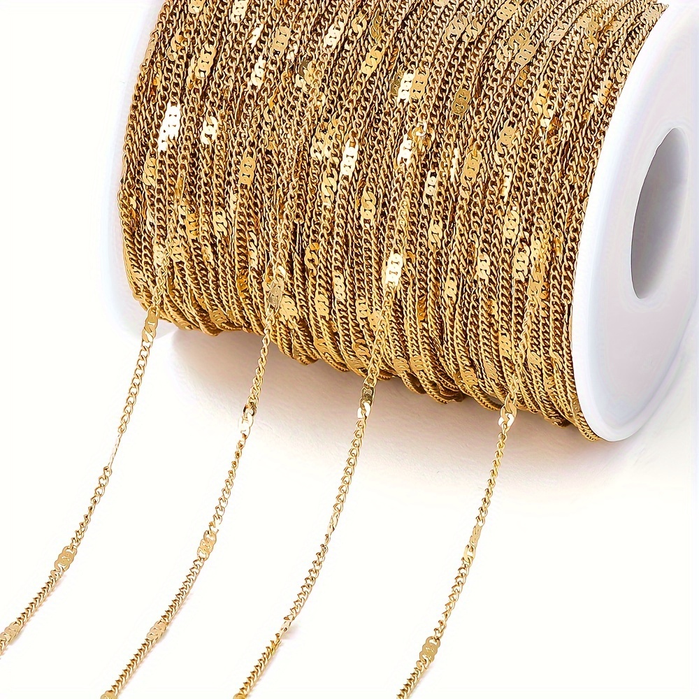TEMU 2M/78.74In Chaîne Dorée/En Acier Acier Inoxydable Collier Bracelet Cheville Compagnons de Fabrication de Bijoux