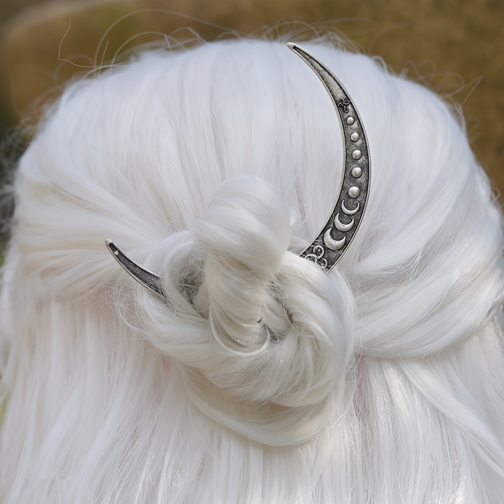 

1pc Crescent Moon Hair Fork, Elegant Hair Accessory Non Slip Ponytail Holder Vintage Style Hair Pin Clip