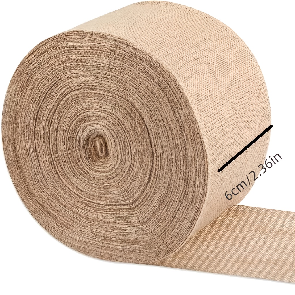 20m Long 6/8cm Wide Natural Jute Fabric Ribbon - Hessian Lace Gift Wrapping Christmas Vintage Wedding Table Flag Tablecloth, Beige Coarse Burlap Roll - Brown DIY Crafts, Christmas Tablecloth and Chair Curtains, Wedding Decorations, Rustic Jute Fabric. High-Quality Material for Home Decoration and Party Supplies. Jute Coarse Ribbon Roll,   Gift Wrapping, Weddings, and Party Decorations