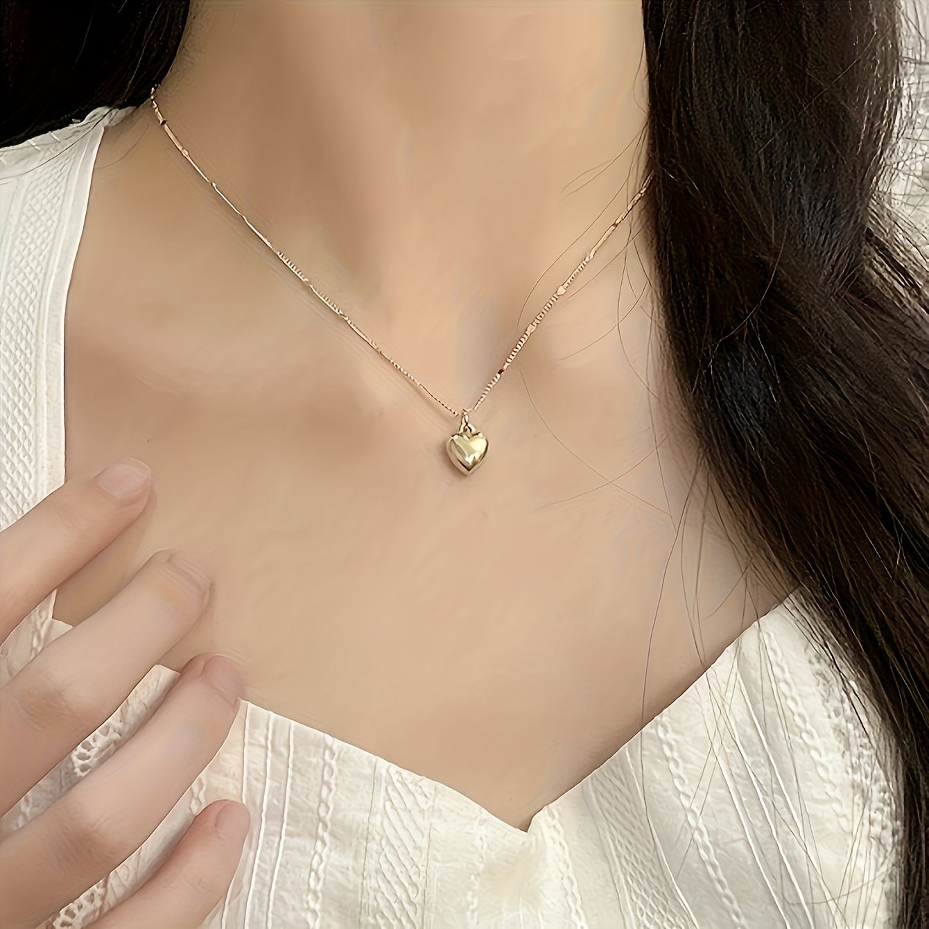 women elegant vintage heart pendant necklace heart shaped