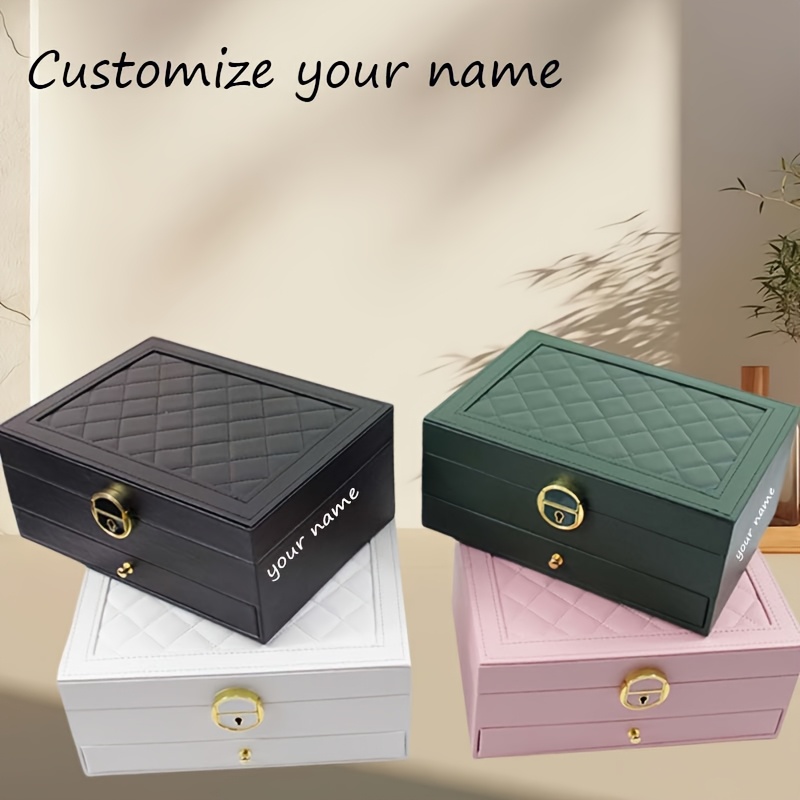 Double-Layer Faux Leather Jewelry Box with Lock and Key