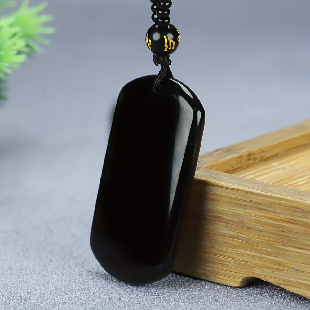 Natural Solid Black Obsidian Pendant Necklace
