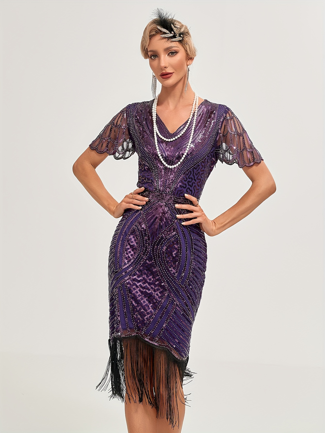 1920s vintage sequin dress party flapper dress party - Temu