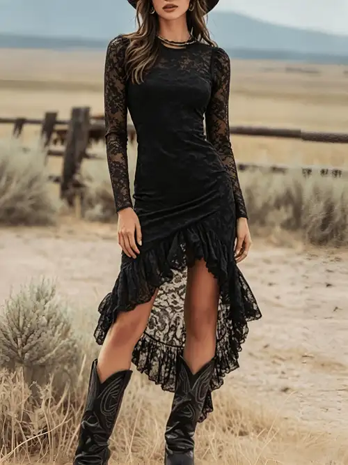 casual dress western Women Cotton fashionable and versatile Feeldiff Blue Denim Casual western