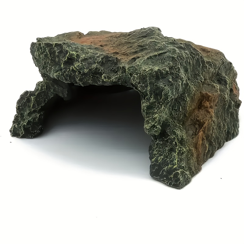 Natural Resin   - Grass-Covered   with Algae Texture, Durable Aquarium Decor, Reptile Hideout, Turtle & Fish Sunbathing Platform, Relaxation Habitat, Essential for Aquarists, Aquarium Theme Ornament