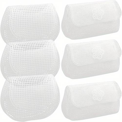 6pcs plastic mesh canvas sheets for crochet bag making oval rectangular craft sheets with circular rectangular cutouts durable plastic material for acrylic yarn purse crafting diy handmade bags clutch pouches artistic projects diy wallet making