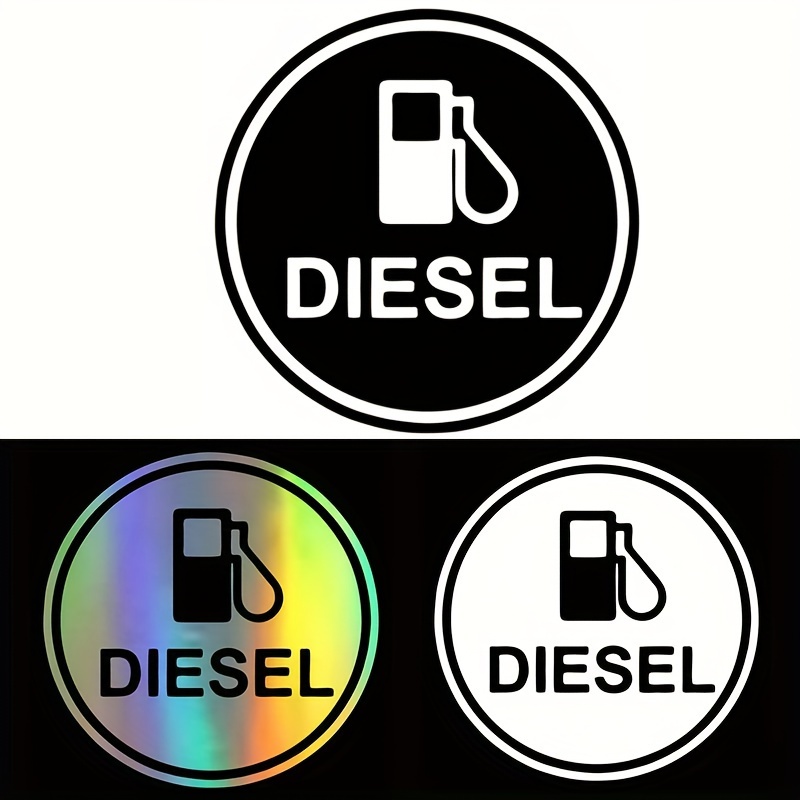 

Autocollant de couvercle de bouchon de carburant diesel, Matériau en chlorure de polyvinyle, Conception créative réfléchissante au laser pour la décoration du réservoir de carburant de voiture