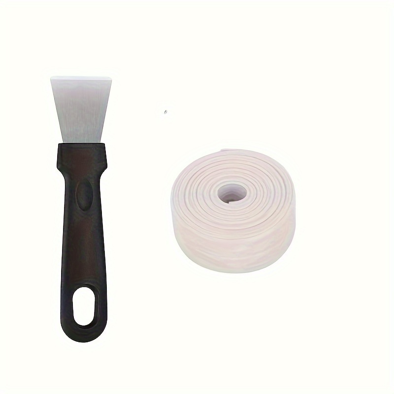 Image of 2pcs/set, 130inch Caulk Strip Sealant Tape - Self-adhesive, Razor-sharp Scraper, Easy Clean, Bathtub, Kitchen, Bathroom, Toilet, Floor, And Wall Edge Protector For Retailers, , And Stores
