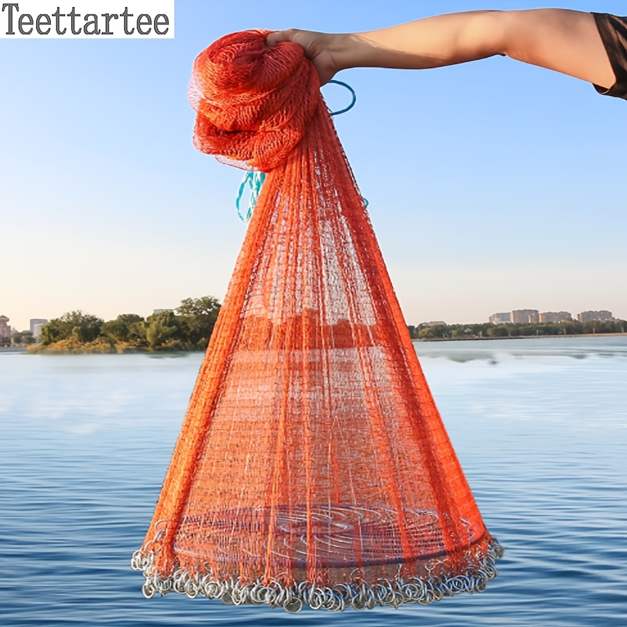 easy throw fishing net Hand Cast with Large Disc for and Fast Catch  vleee Just throw this fishing net into water and it will spread out and catch a large number of fish whether you stand on the bank or on the boat Aluminum Ring Easy Throw Cast